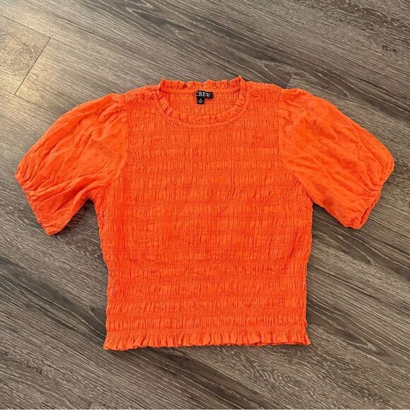 J. Crew Puff-sleeve textured voile smocked top - Picture 1 of 6